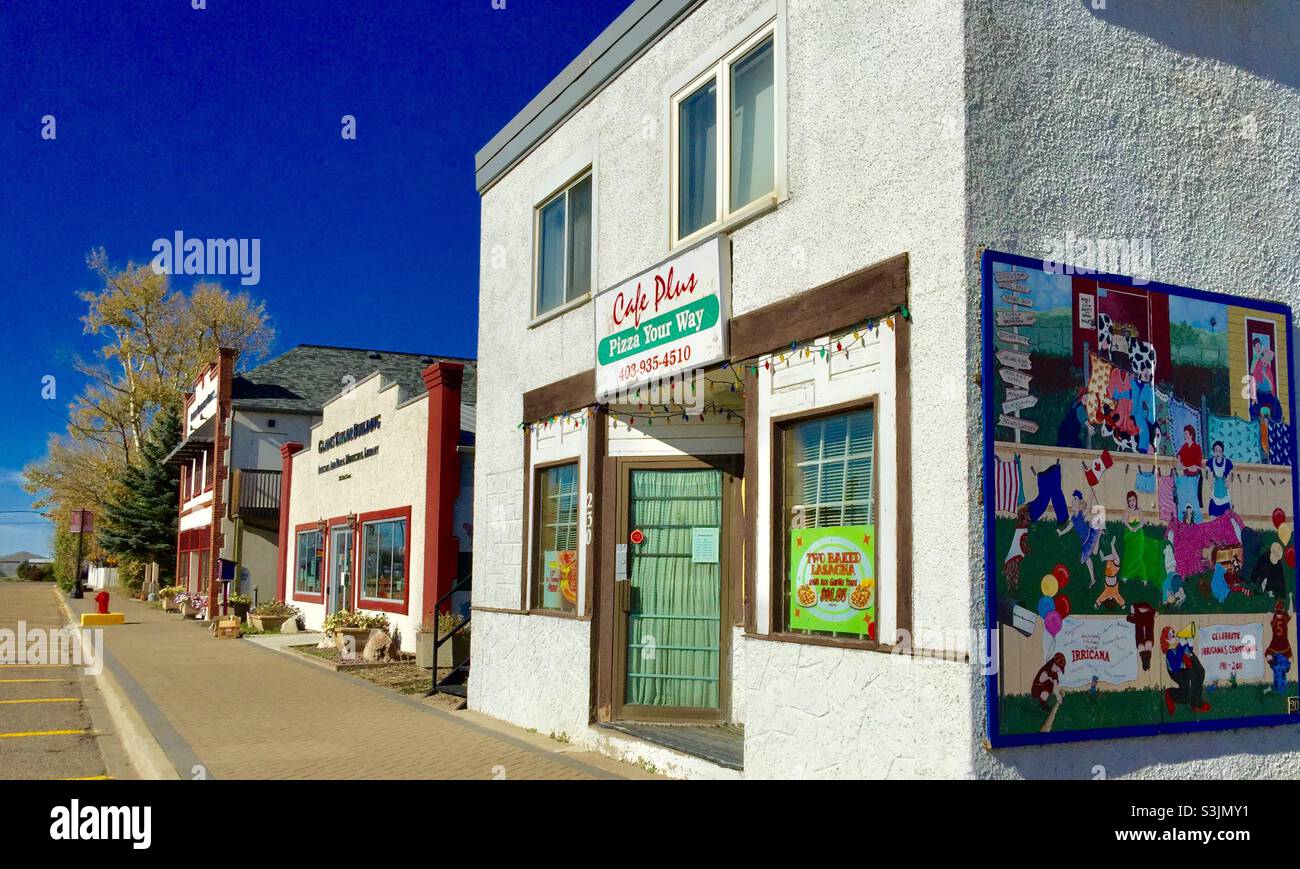Mural, downtown Irricana, Alberta, Canada Stock Photo Alamy