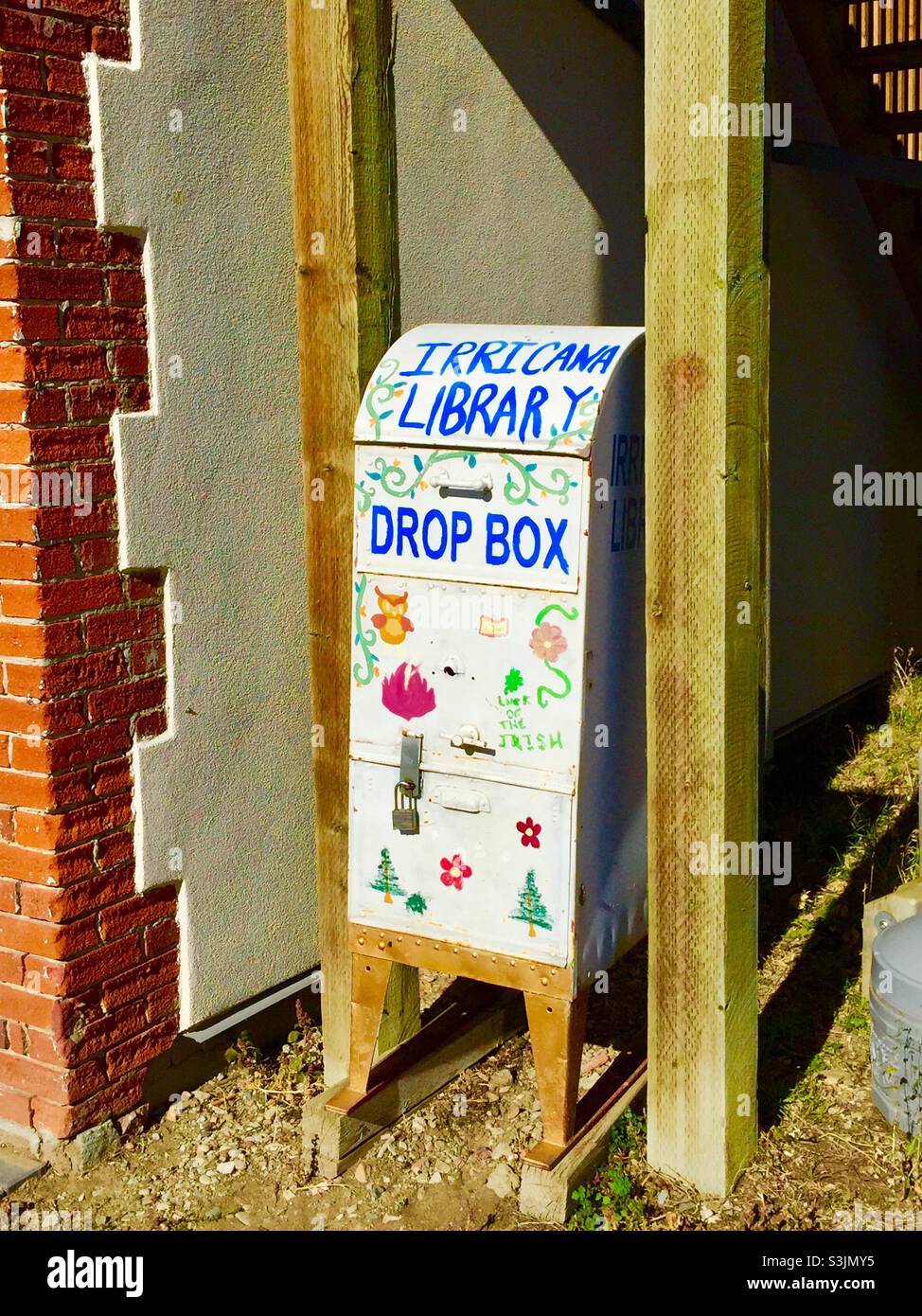 Little library, downtown Irricana,  Village, Alberta, Canada - Smartphone Captured Stock Image
