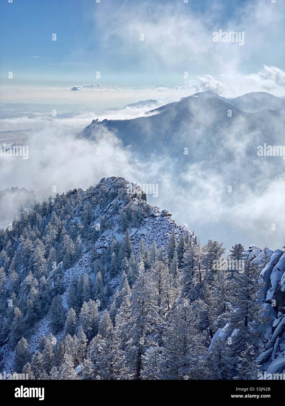 Mountaintop in winter, Boulder, Colorado, USA - Smartphone Captured Stock Image