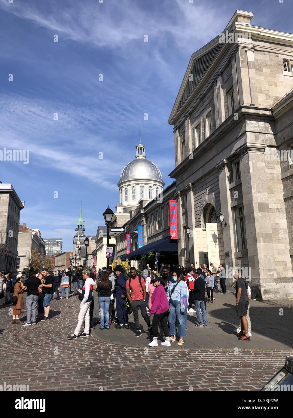 Tourists in Old Town, Montreal, Quebec, Canada. - Smartphone Captured Stock Image