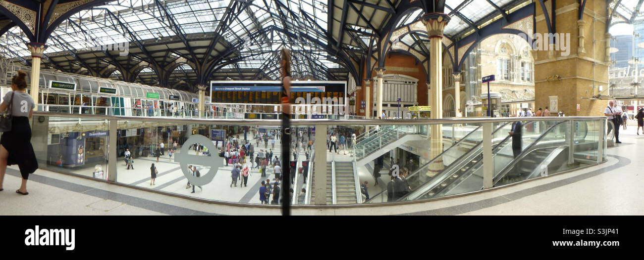 Panorama Liverpool Street Rail Station London - Smartphone Captured Stock Image