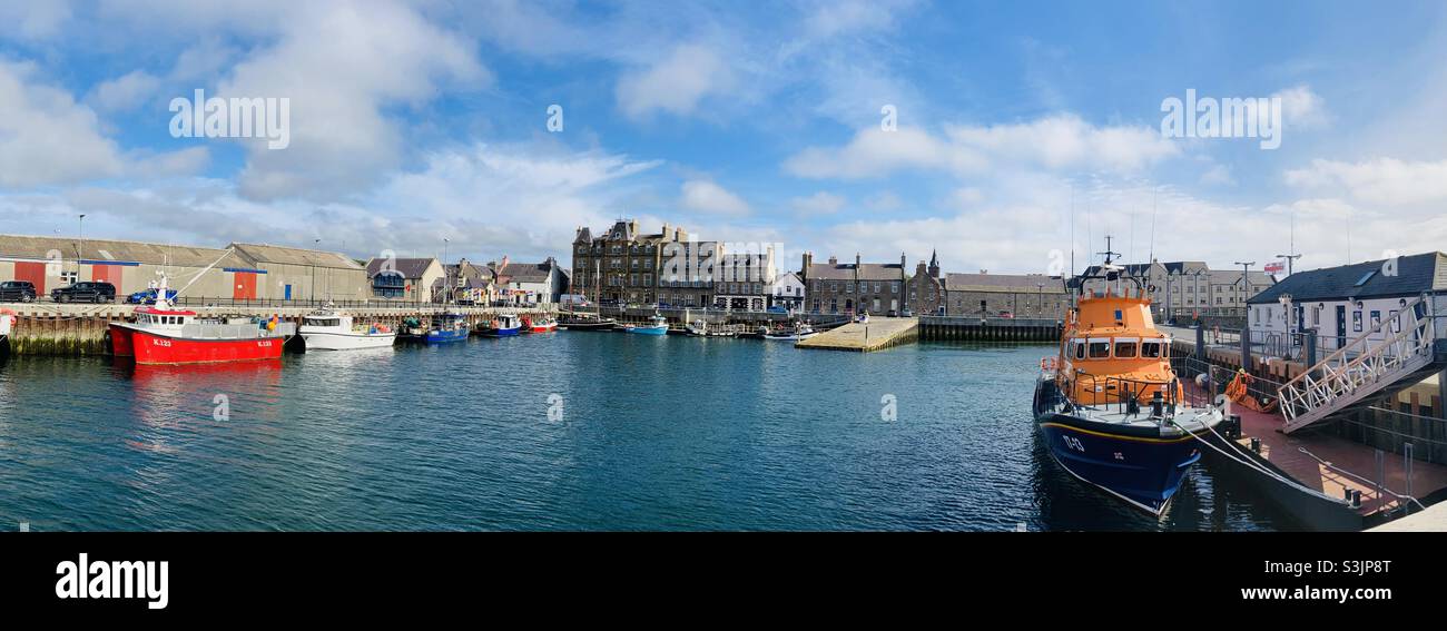Kirkwall Harbour panoramic. Orkney Stock Photo