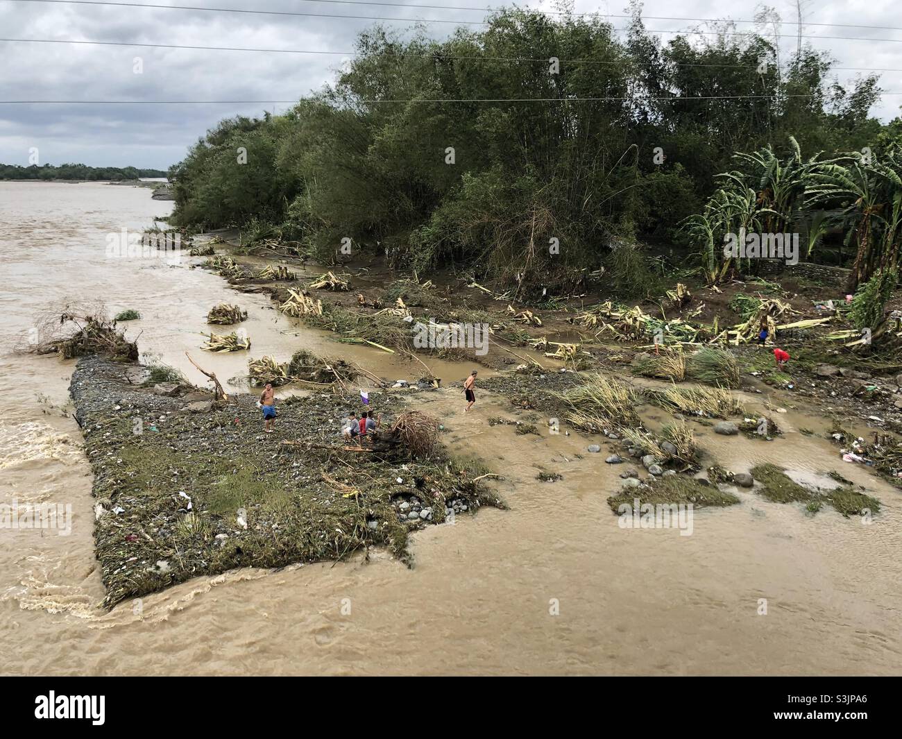 Typhoon Maring brought flooding, landslide, uprooted trees and electrical lines in La Union, Cordillera Administrative Region and Cagayan Region in Northern Philippines. Stock Photo