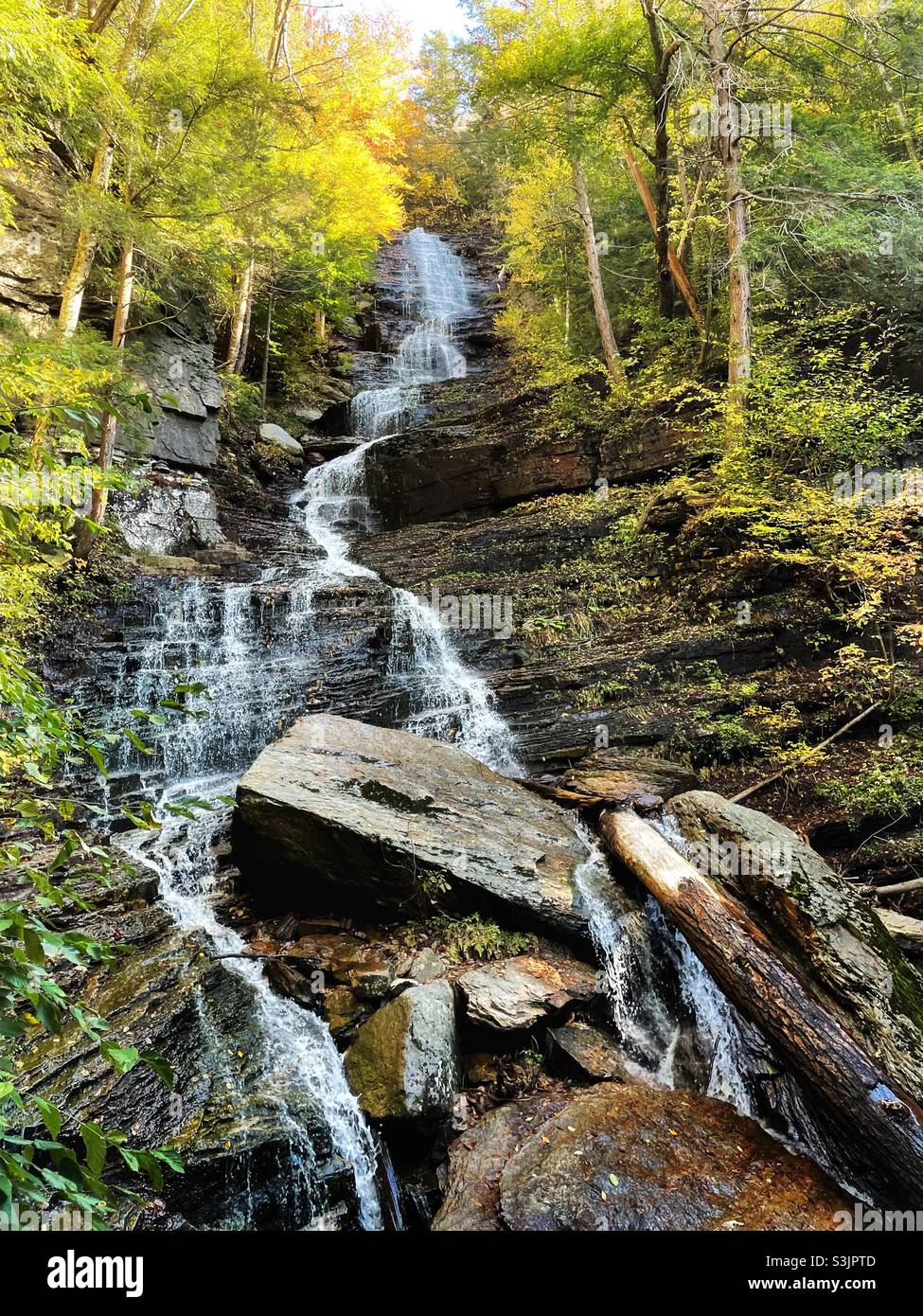 Lye brook falls in Manchester, Vermont. Stock Photo