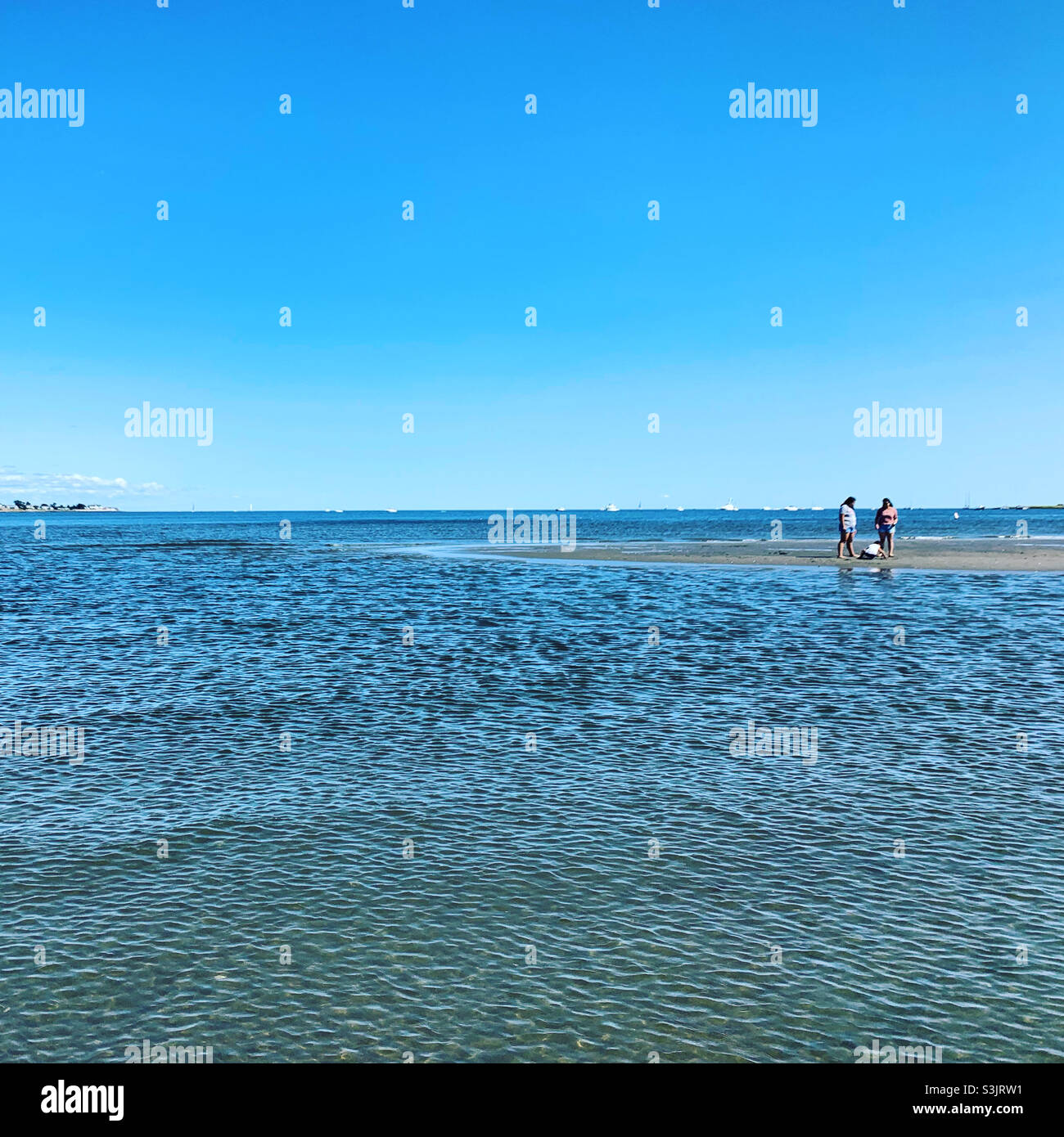 Sandbar, Silver Sands Beach, Silver Sands State Park, Milford, New Haven County, Connecticut, United States - Smartphone Captured Stock Image