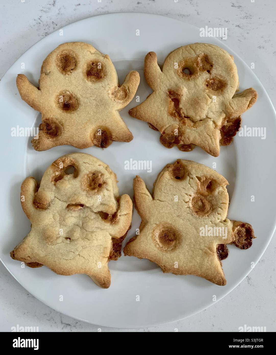 Ghost shaped biscuits for Halloween Stock Photo