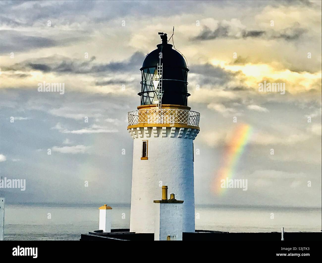 Rainbow, Dunnet Head, Scotland. Stock Photo
