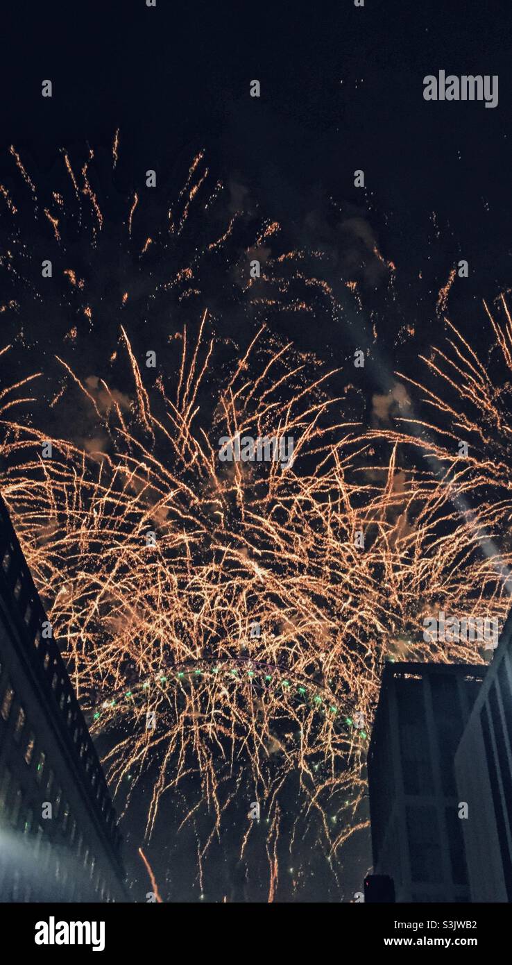 London New Year Firework Stock Photo