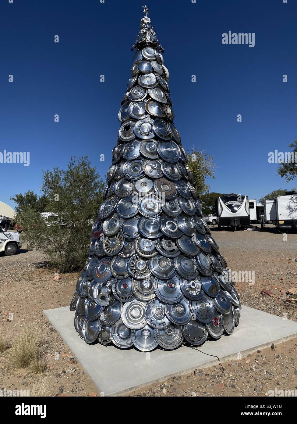 Hub cap Christmas tree Stock Photo