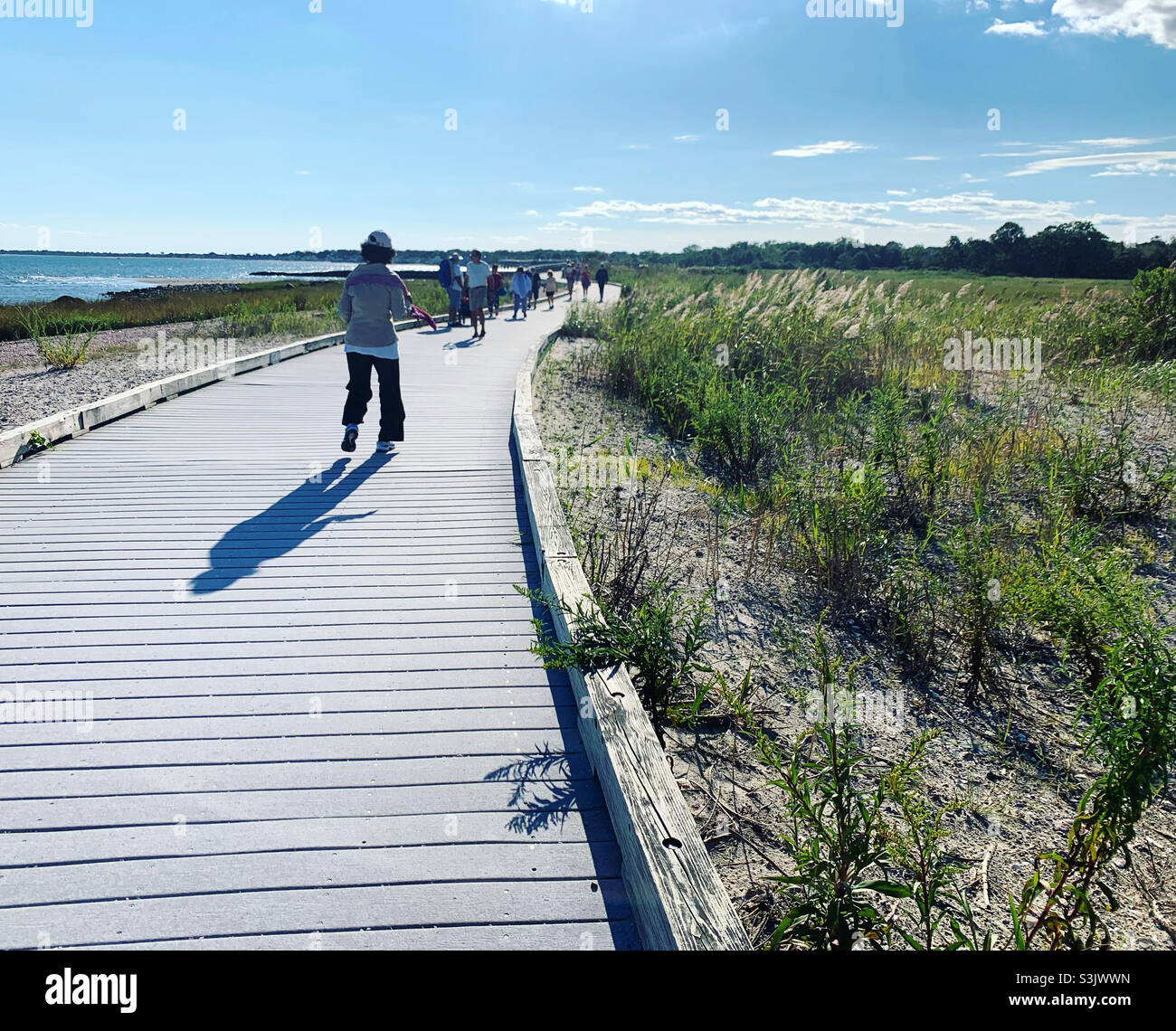 Boardwalk, Silver Sands State Park, Milford, New Haven County, Connecticut, United States - Smartphone Captured Stock Image