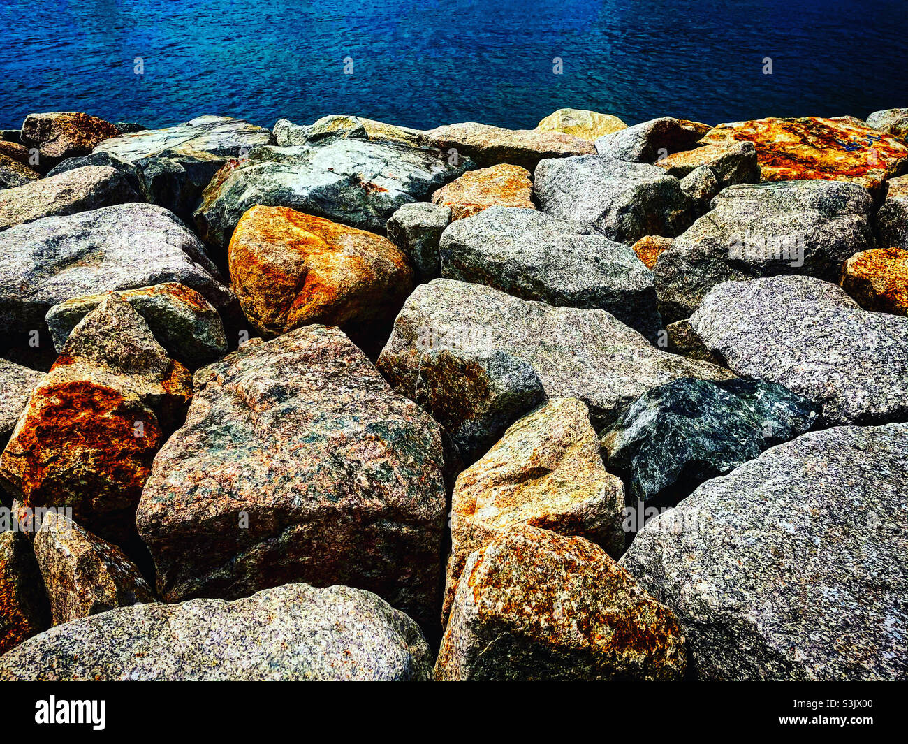 rocks near the sea or ocean Stock Photo