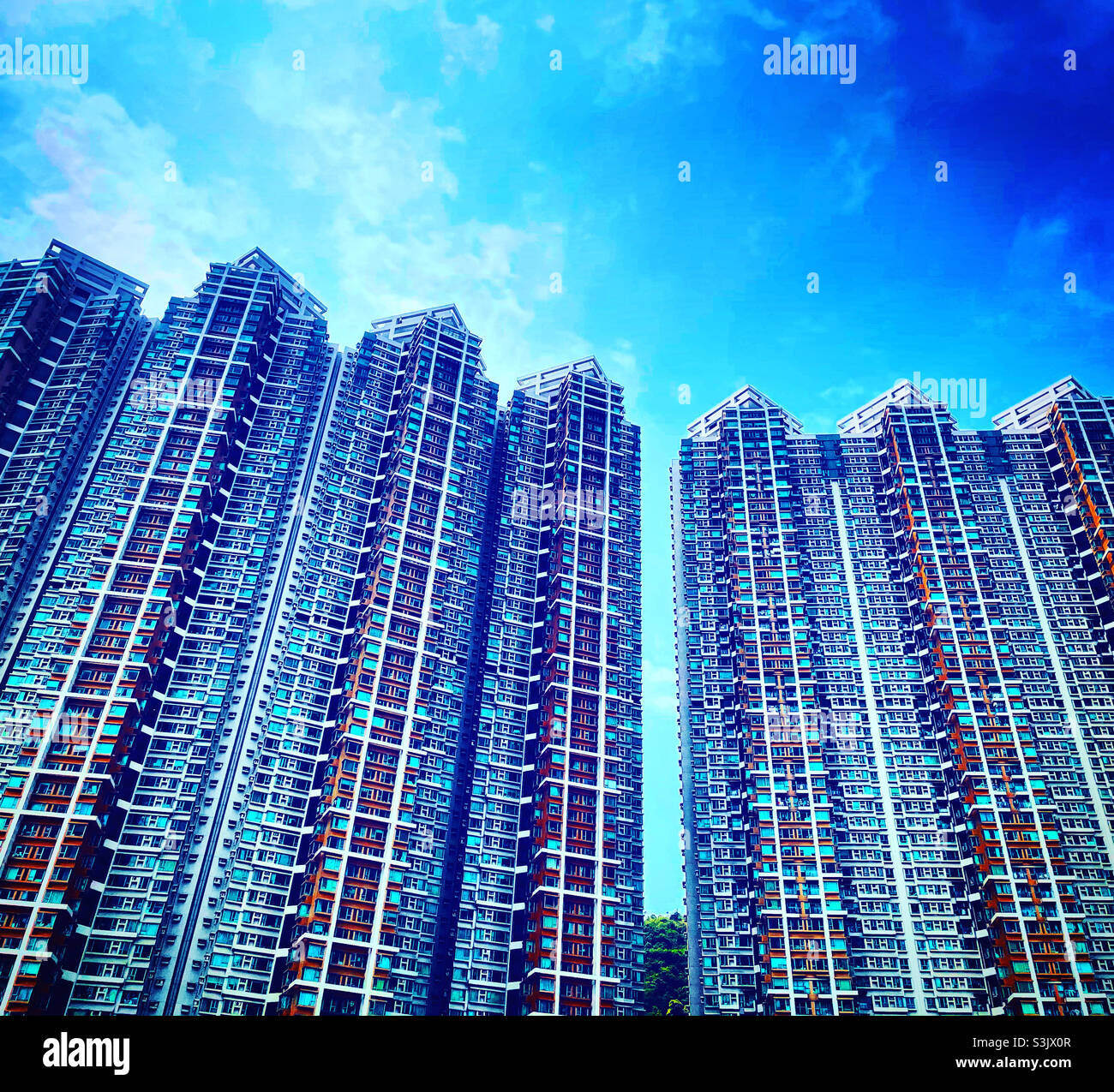 range of towers buidings in a big city in asia Stock Photo