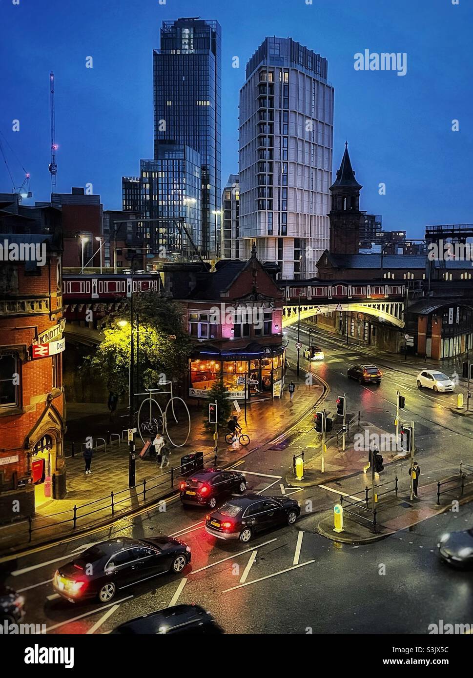 Manchester Deansgate at night Stock Photo Alamy