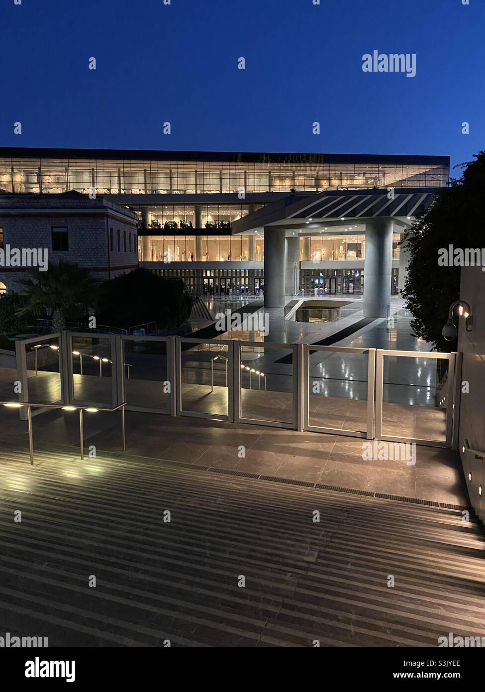 The world class Acropolis Museum of Athens, Greece, designed by Tschumi & Photiades, and opened in 2009. It is on the slopes of the Acropolis and has won many European and World Awards. Stock Photo