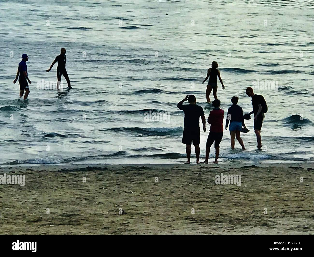 Beach time in late October at Bacvice beach in Split, Croatia - Smartphone Captured Stock Image
