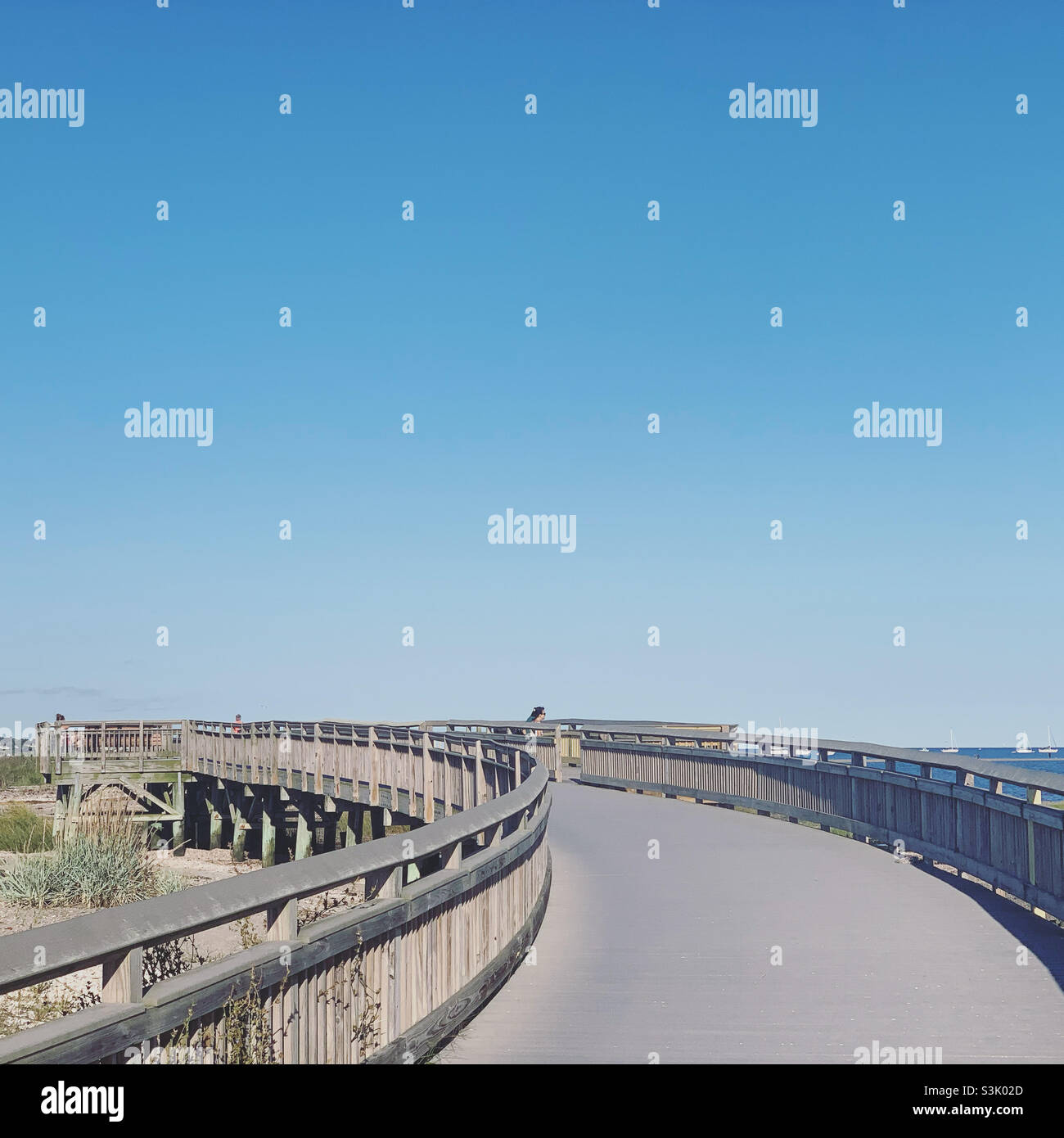 Boardwalk, Silver Sands State Park, Milford, New Haven County, Connecticut, United States - Smartphone Captured Stock Image
