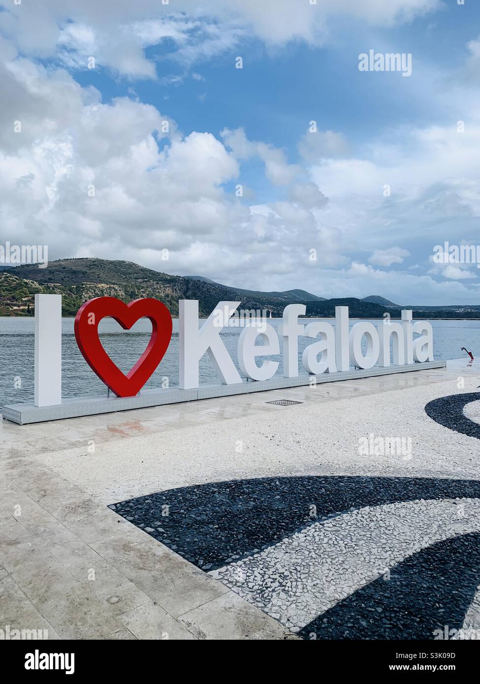 I love kefalonia signage at argostoli Stock Photo