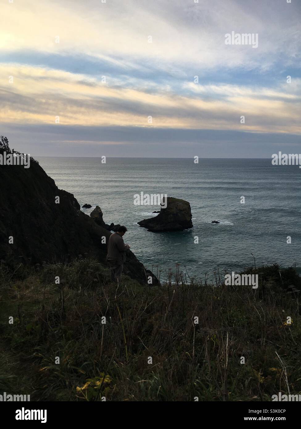 Sunset at North Island Trail Viewpoint Brookings Oregon Stock Photo