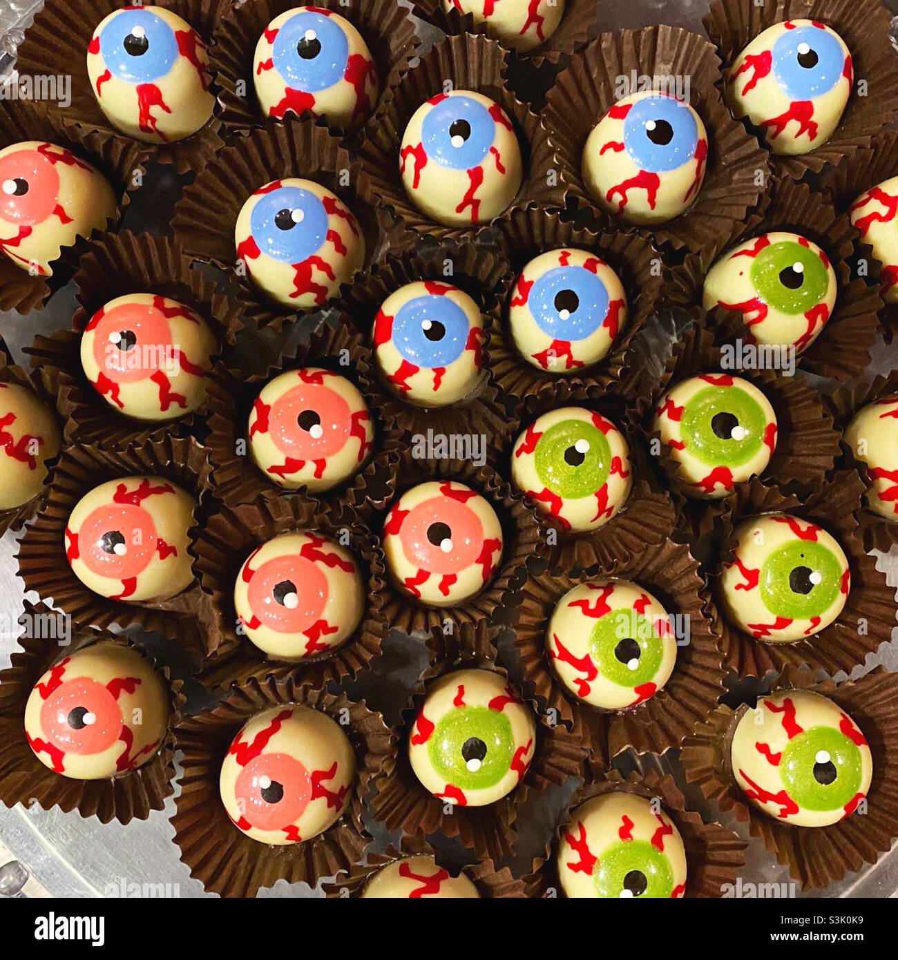 Chocolate eyeballs halloween candy Stock Photo Alamy