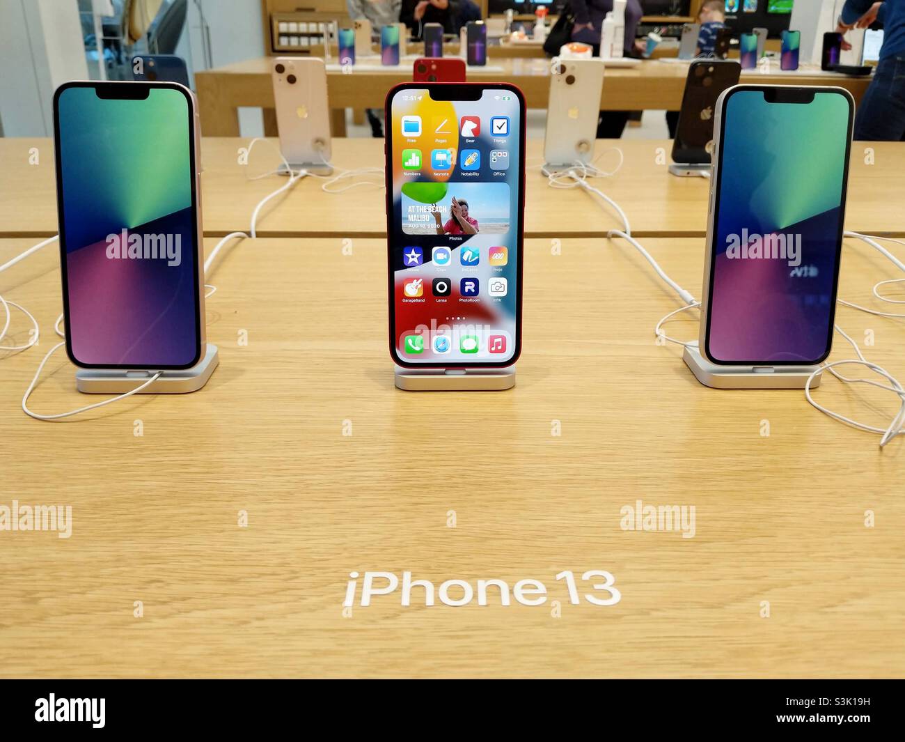Apple iPhone13 on display in store at Bluewater shopping centre Stock