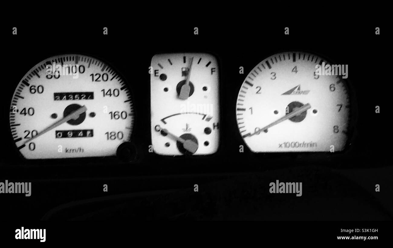 Kilometer display Black and White Stock Photos & Images - Alamy
