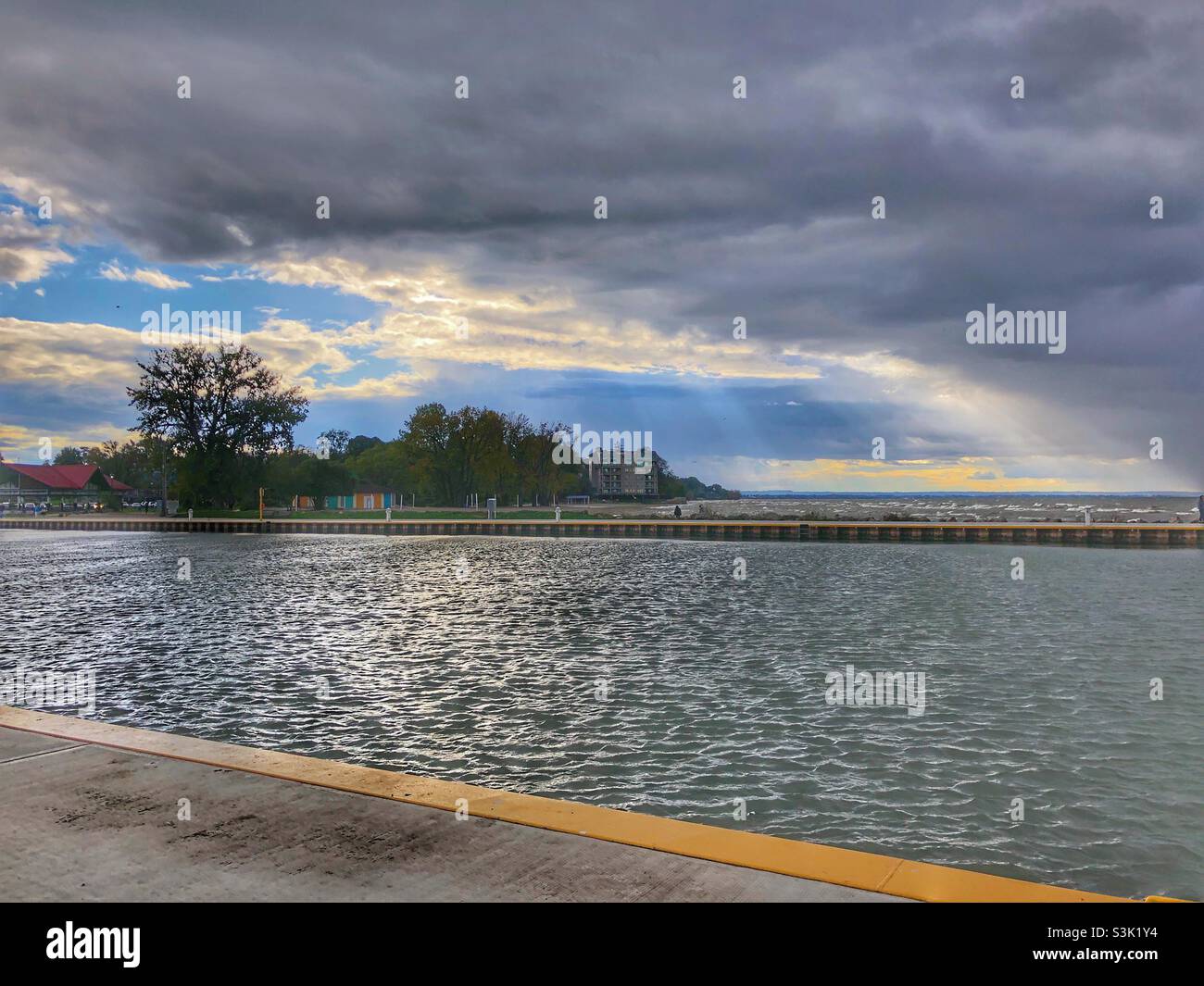 A storm rolls in over Lake Ontario, Canada. Stock Photo