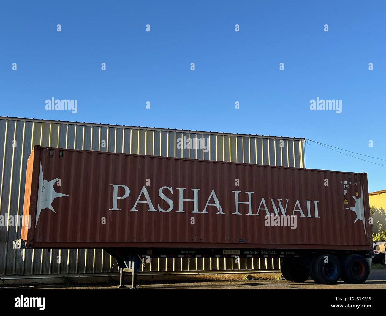 Parked shipping container in Hawaii Stock Photo Alamy