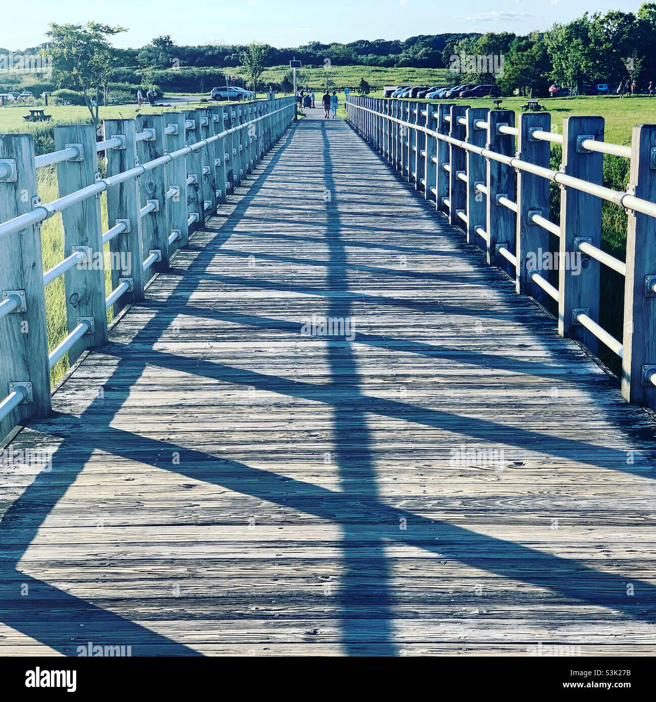 Boardwalk, Silver Sands State Park, Milford, New Haven County, Connecticut, United States - Smartphone Captured Stock Image
