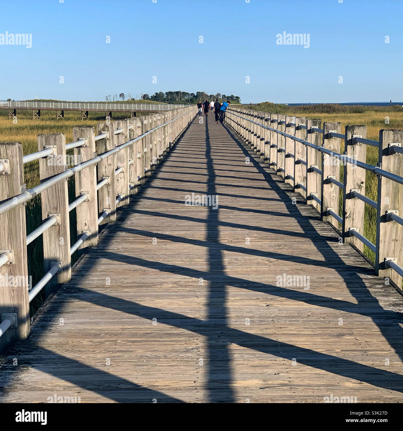 Boardwalk, Silver Sands State Park, Milford, New Haven County, Connecticut, United States - Smartphone Captured Stock Image