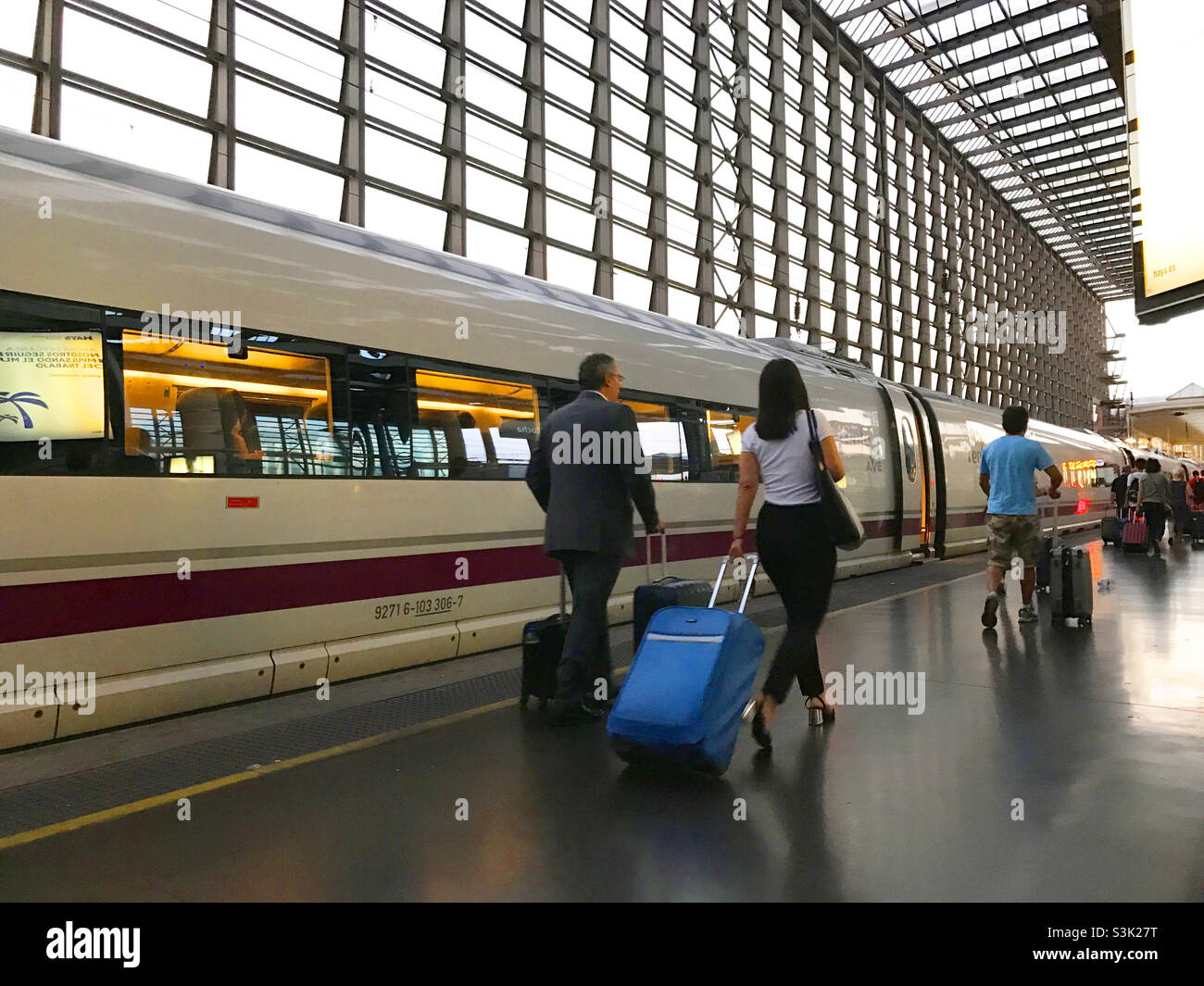 People on platform. Puerta de Atocha railway station, Madrid, Spain. - Smartphone Captured Stock Image