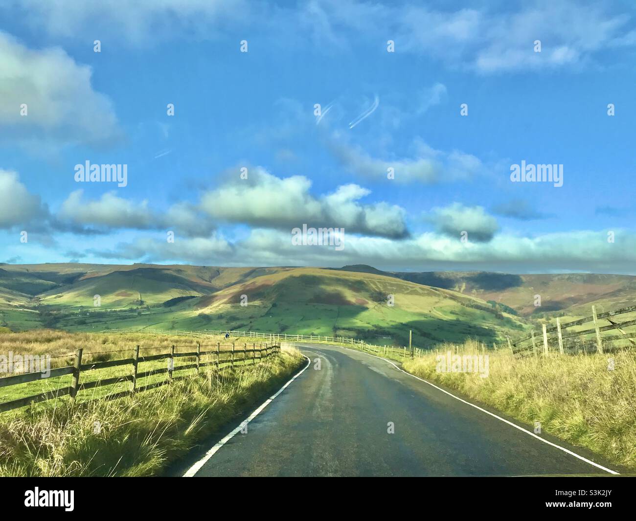 Driving through the Peak District , Derbyshire, England Stock Photo Alamy