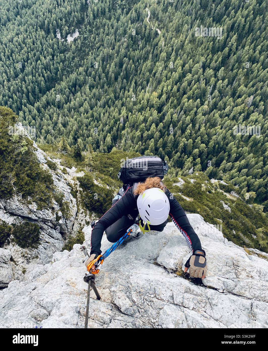 Climbing in Dolomites, cortina, Italy Stock Photo