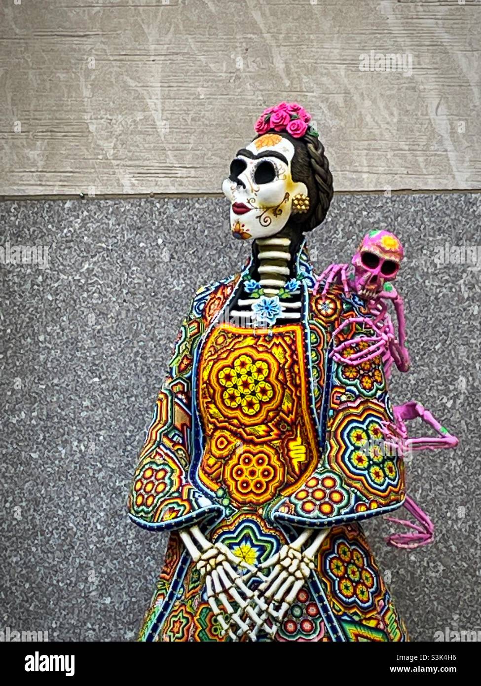 La Catrina statues are on display during Mexico week, October 2021, at Rockefeller Center plaza