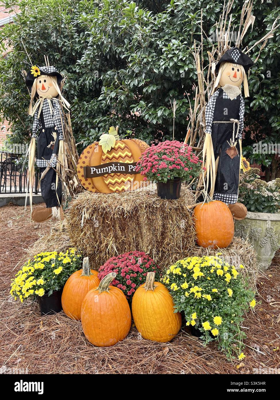Outdoor October harvest festival decorations Stock Photo Alamy