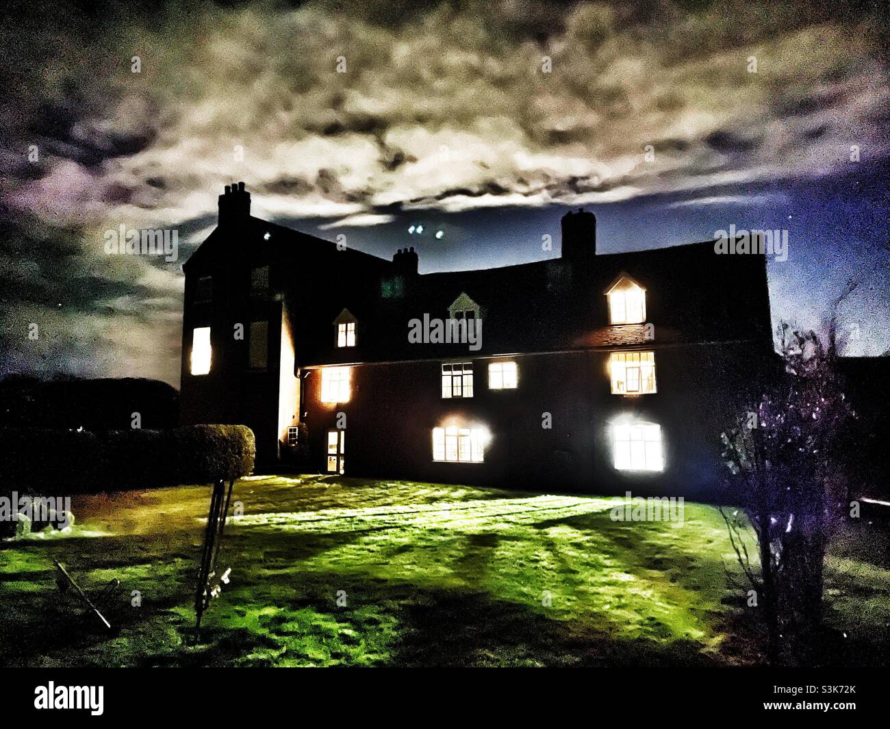 Farmhouse at night - Smartphone Captured Stock Image