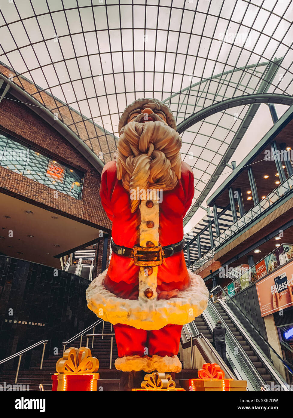 Giant Santa Claus statue inside Bristol Cabot Circus shopping centre - Smartphone Captured Stock Image