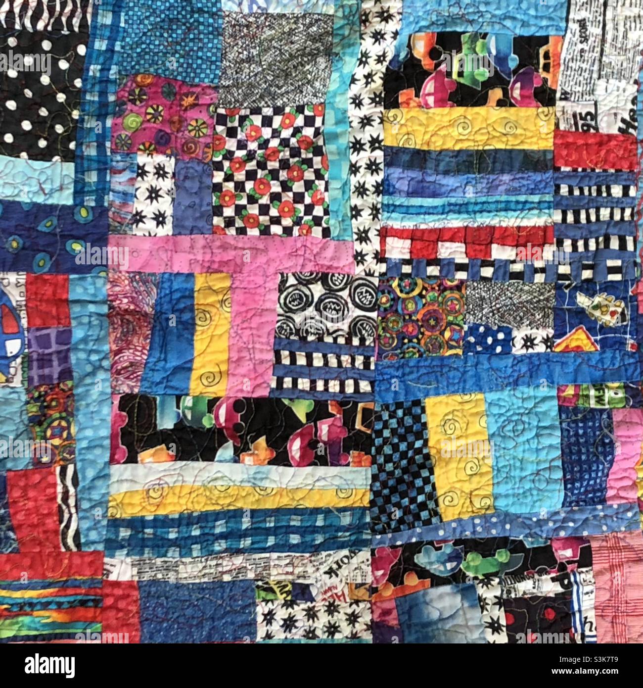Quilt made of  scrap fabric - Smartphone Captured Stock Image