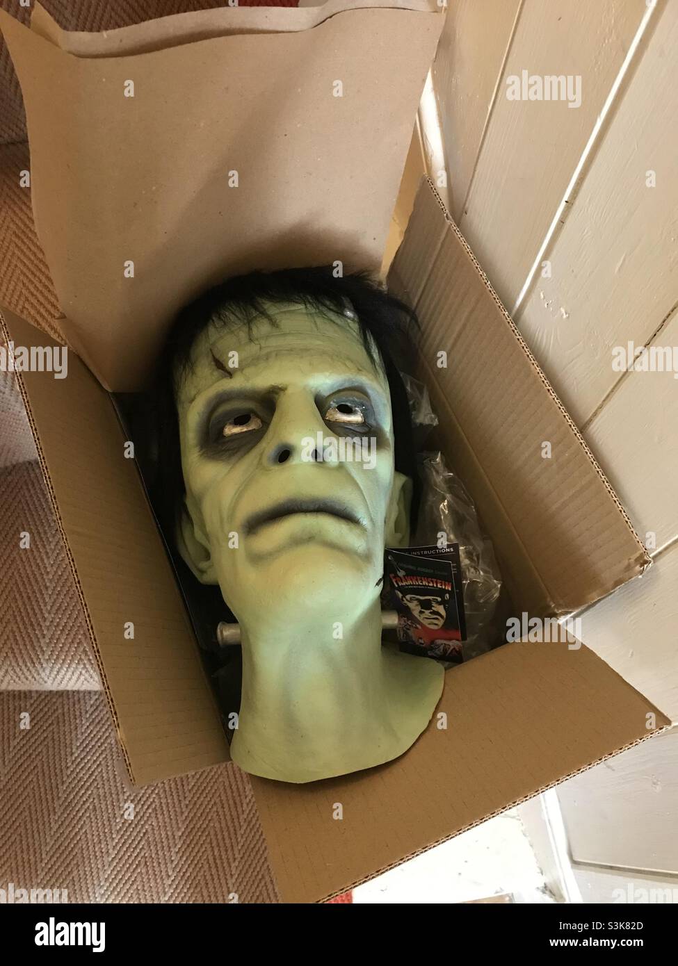 Frankenstein head Halloween costume Stock Photo
