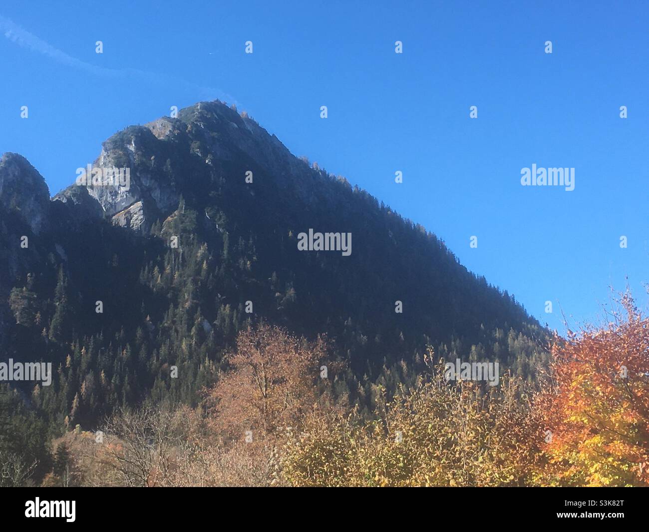 Herbstlicher watzmann - Berg, Herbst, Ausblick Stock Photo