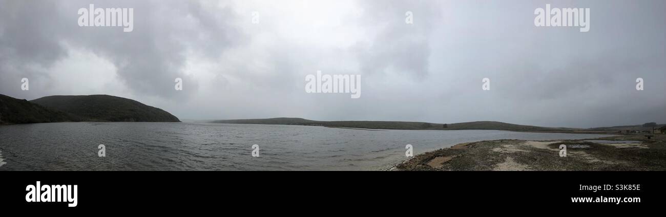 Panorama of Drakes Estero in Point Reyes, Marin County, California, after a storm. - Smartphone Captured Stock Image