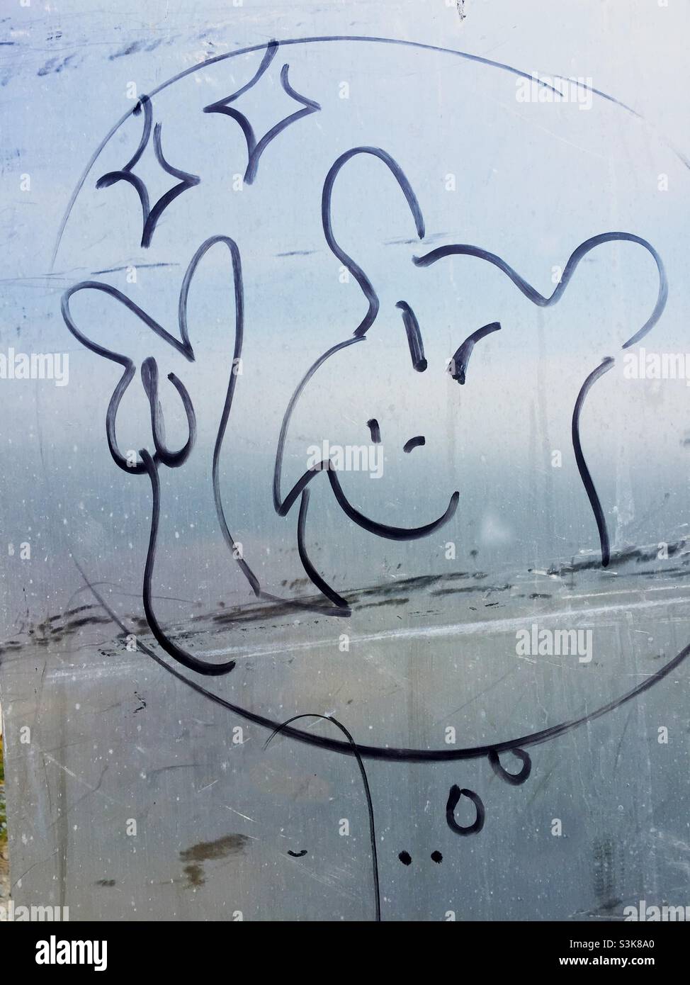 V for Victory. A quick sign from another species. Cartoon. A bear - Smartphone Captured Stock Image