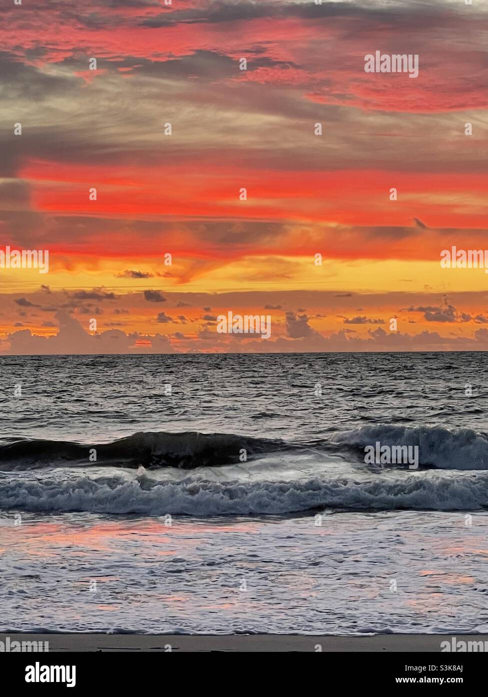 Sunrise over the ocean , Fernandina Beach, FL - Smartphone Captured Stock Image