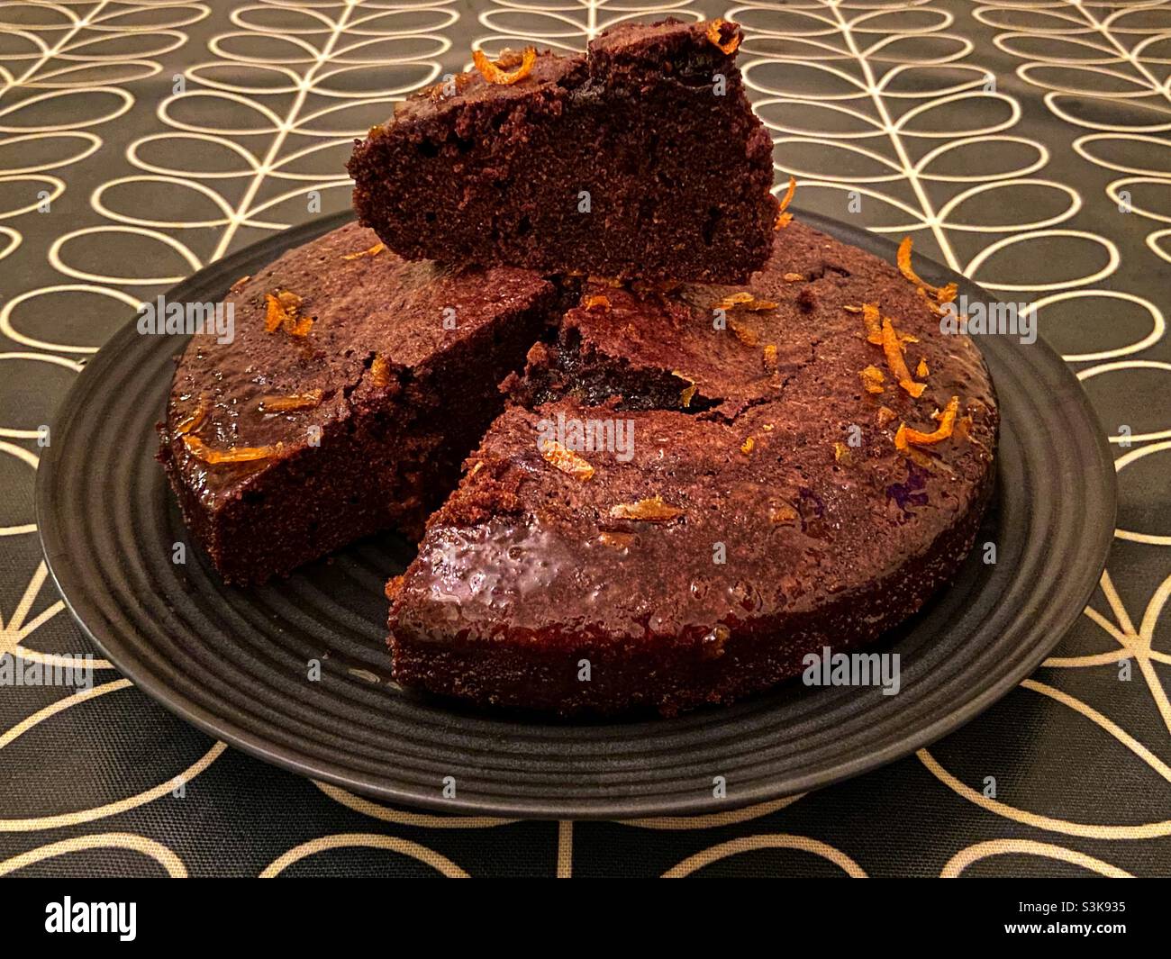 Chocolate and Orange cake for Halloween. - Smartphone Captured Stock Image