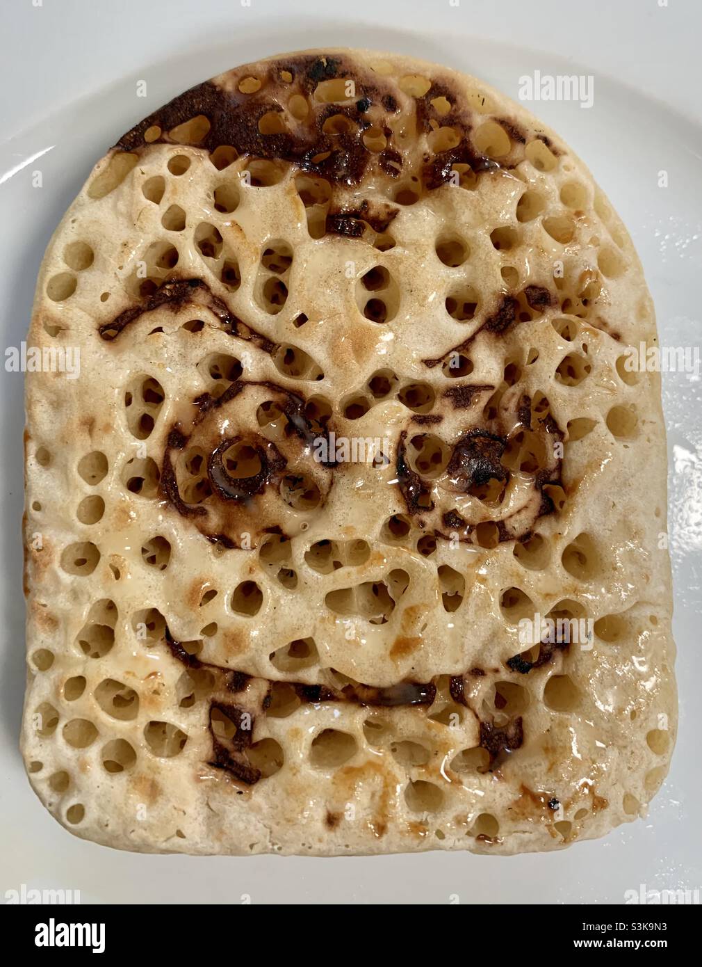 Dracula shaped crumpet for Halloween - Smartphone Captured Stock Image