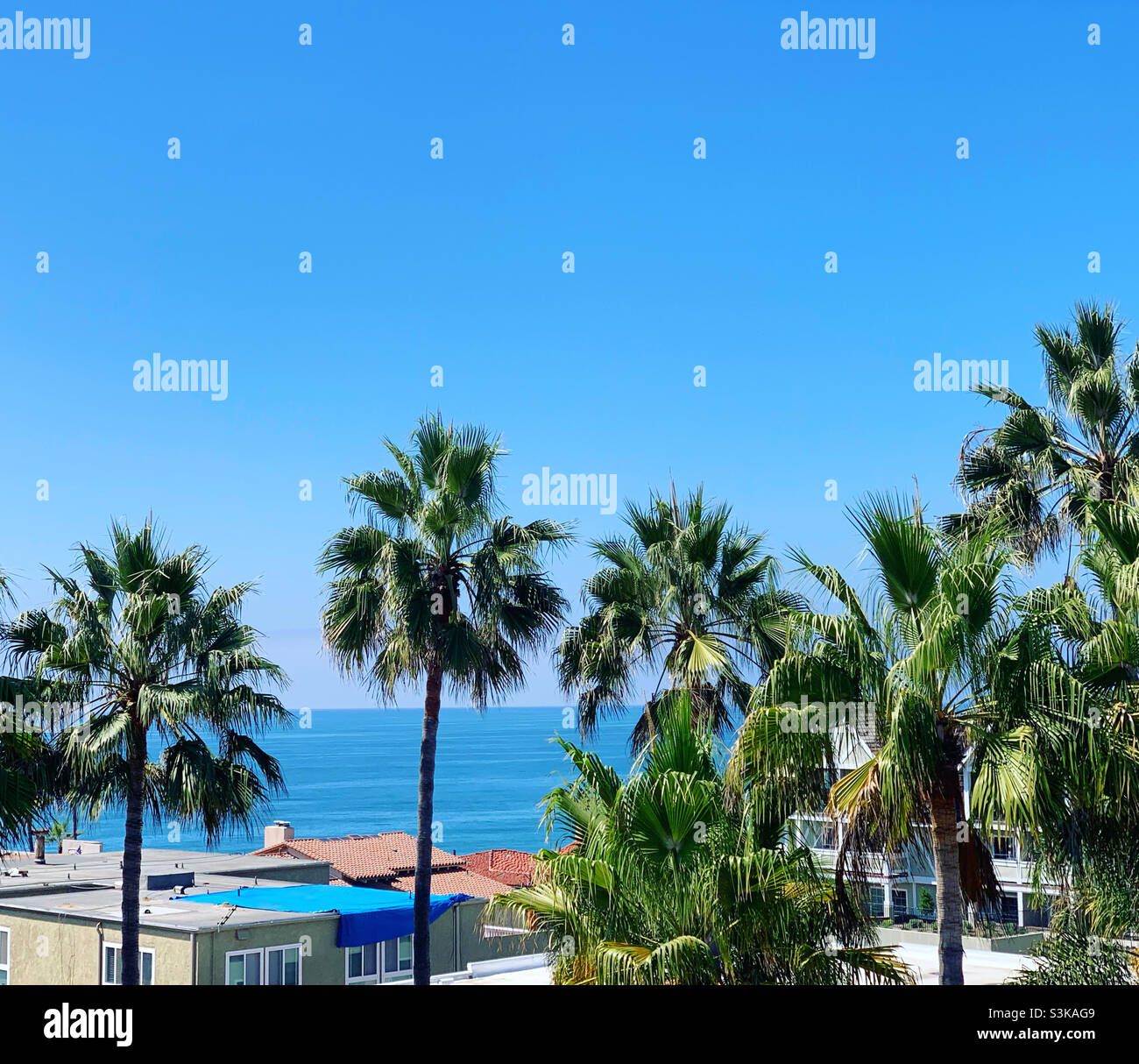 September, 2021, view from the rooftop deck, Springhill Suites San Diego Carlsbad, Carlsbad, San Diego County, California, United States - Smartphone Captured Stock Image