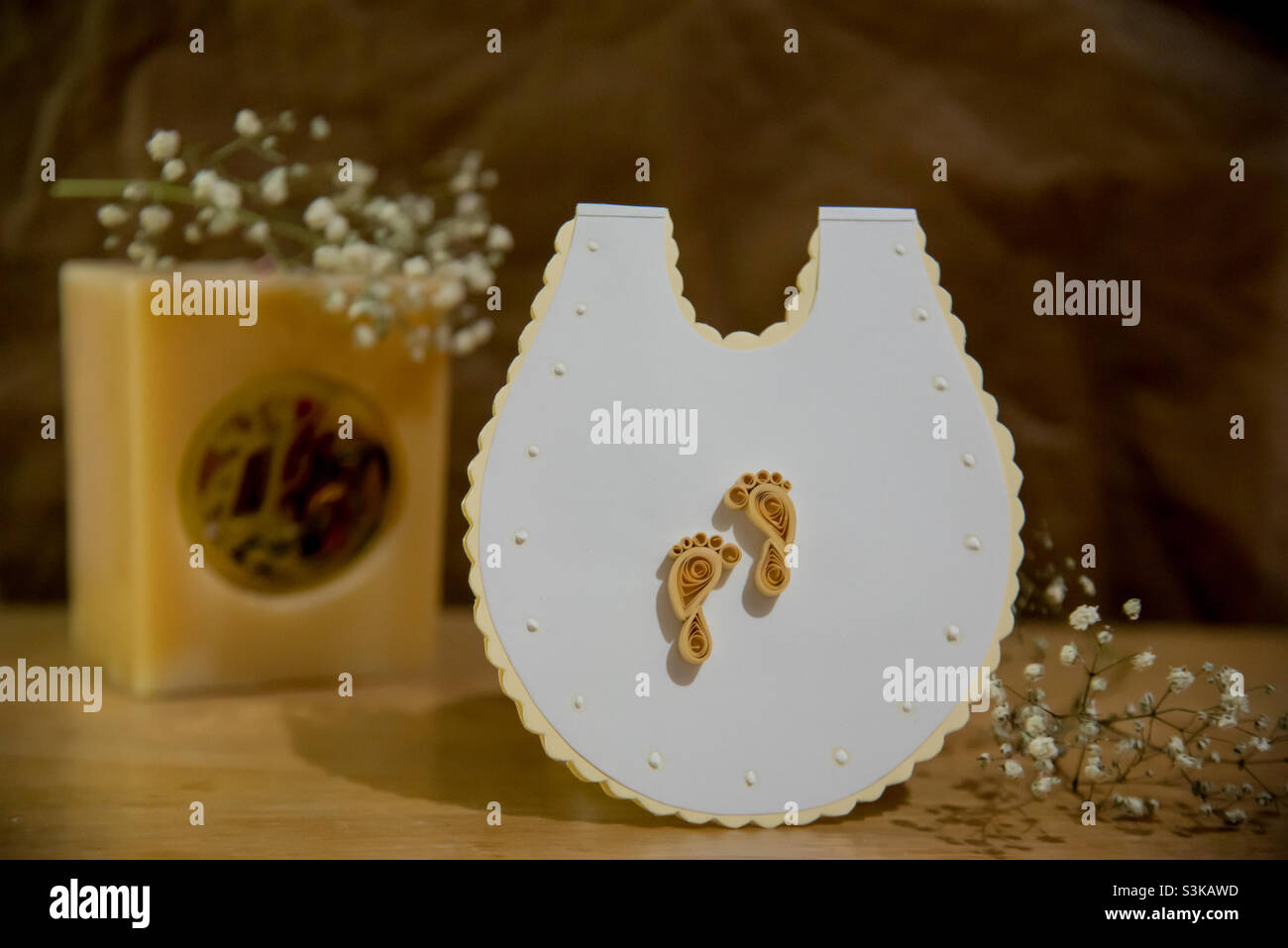 A handmade card for a newborn greeting - Smartphone Captured Stock Image