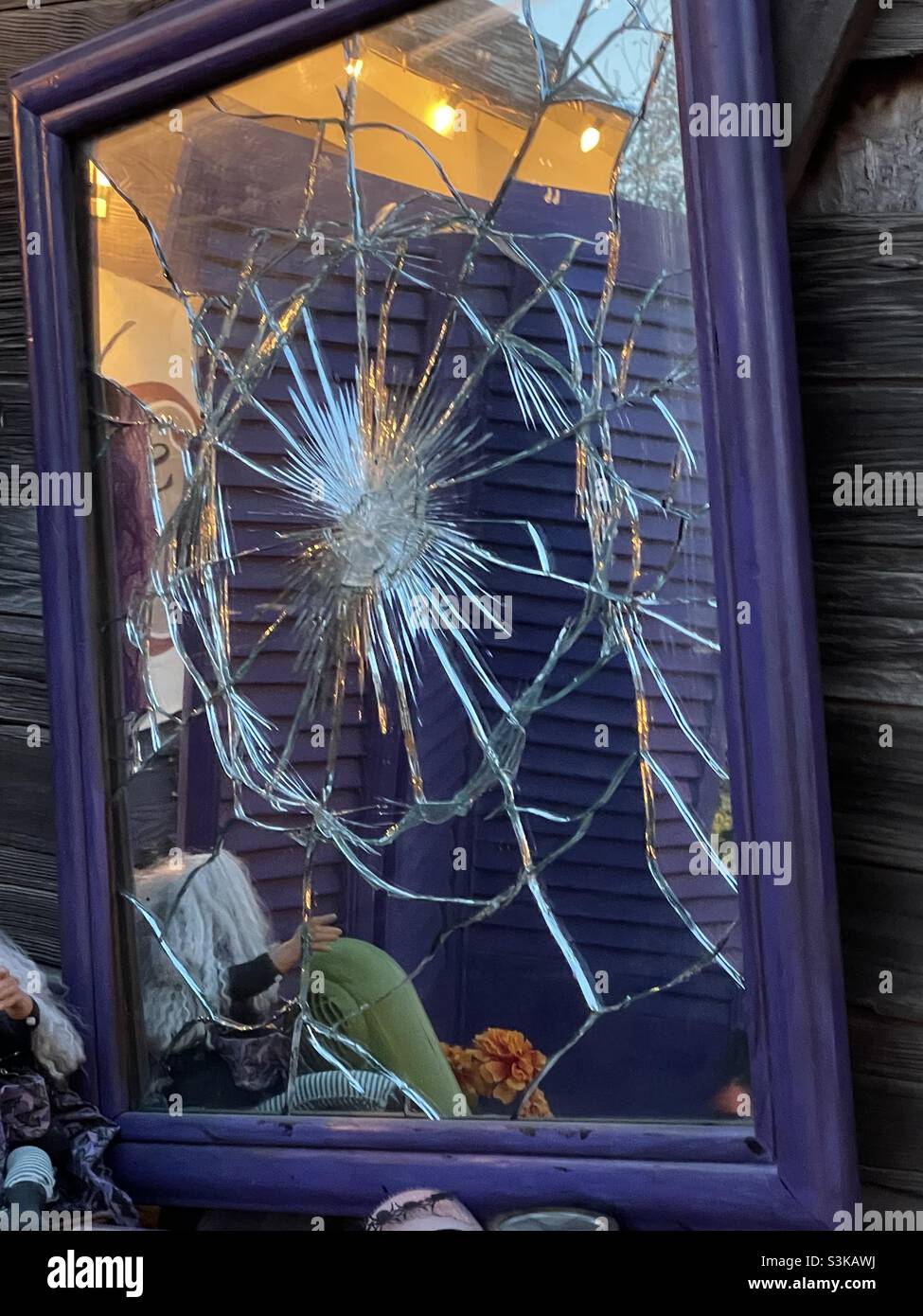 A broken mirror is part of the decor at Gardner Village’s annual “WitchFest” each October. - Smartphone Captured Stock Image