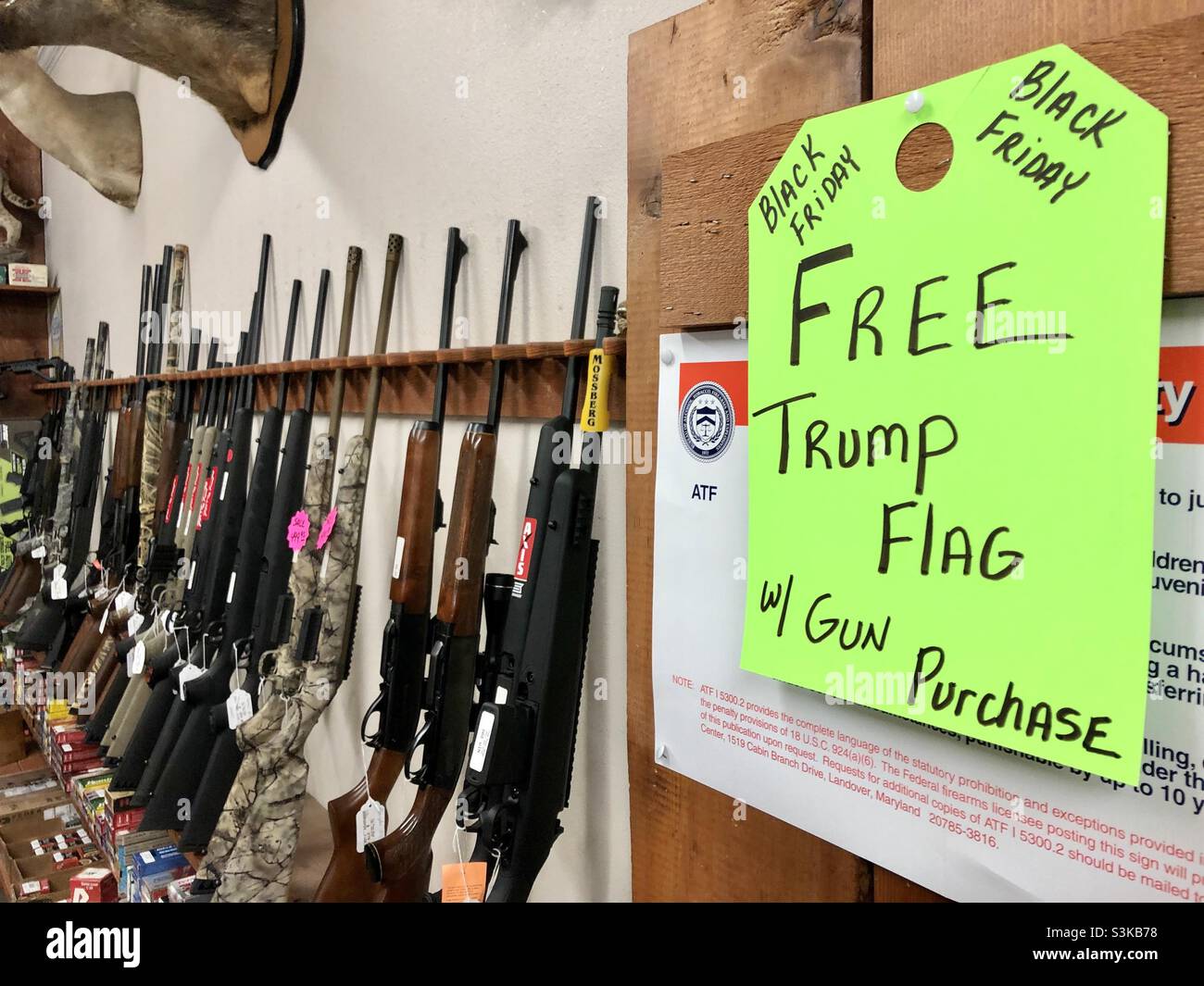 Rifles for sale in a thrift store in Texas - Smartphone Captured Stock Image