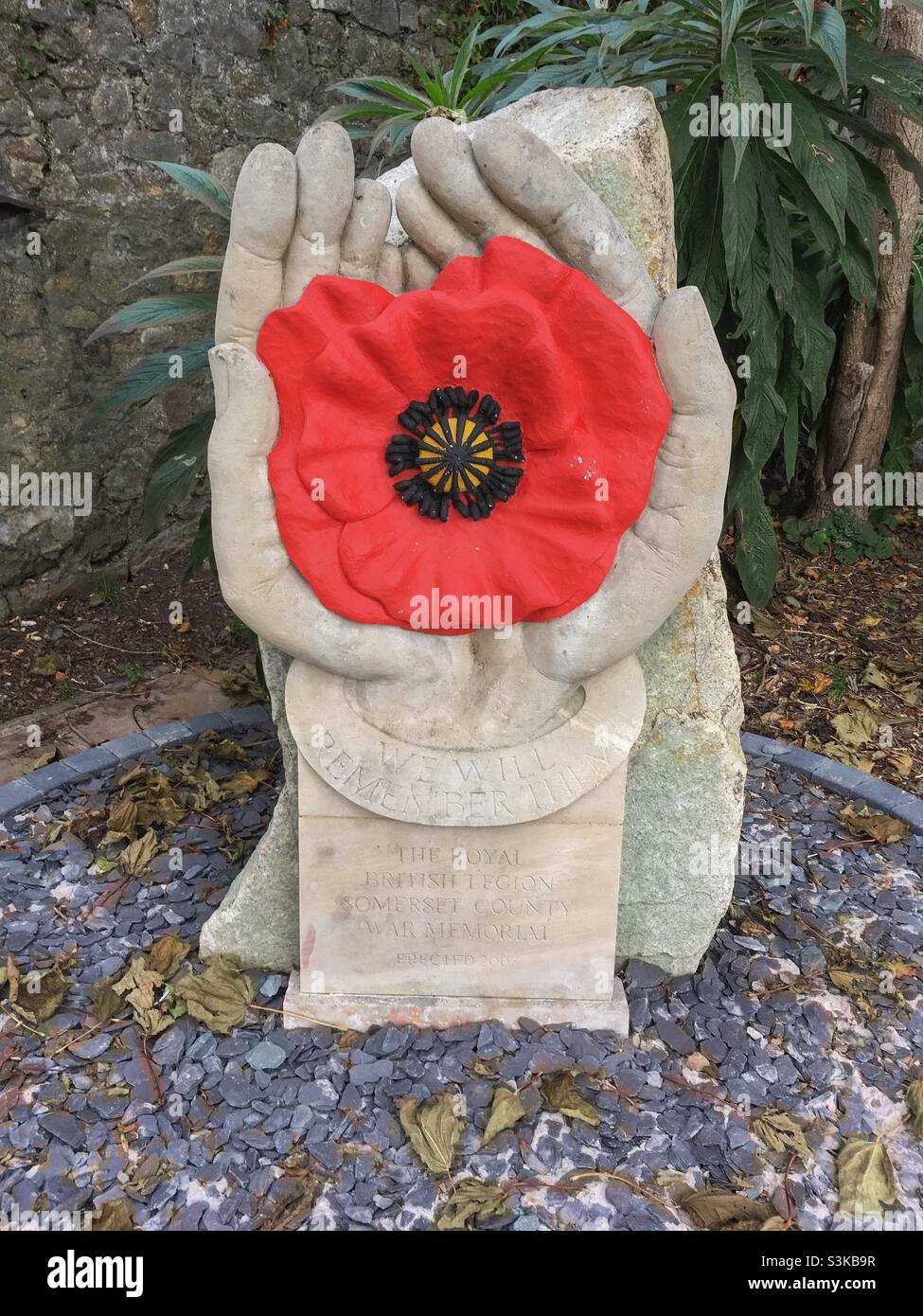 The Royal British Legion Somerset County War Memorial in Grove Park, Weston-super-Mare, UK - Smartphone Captured Stock Image