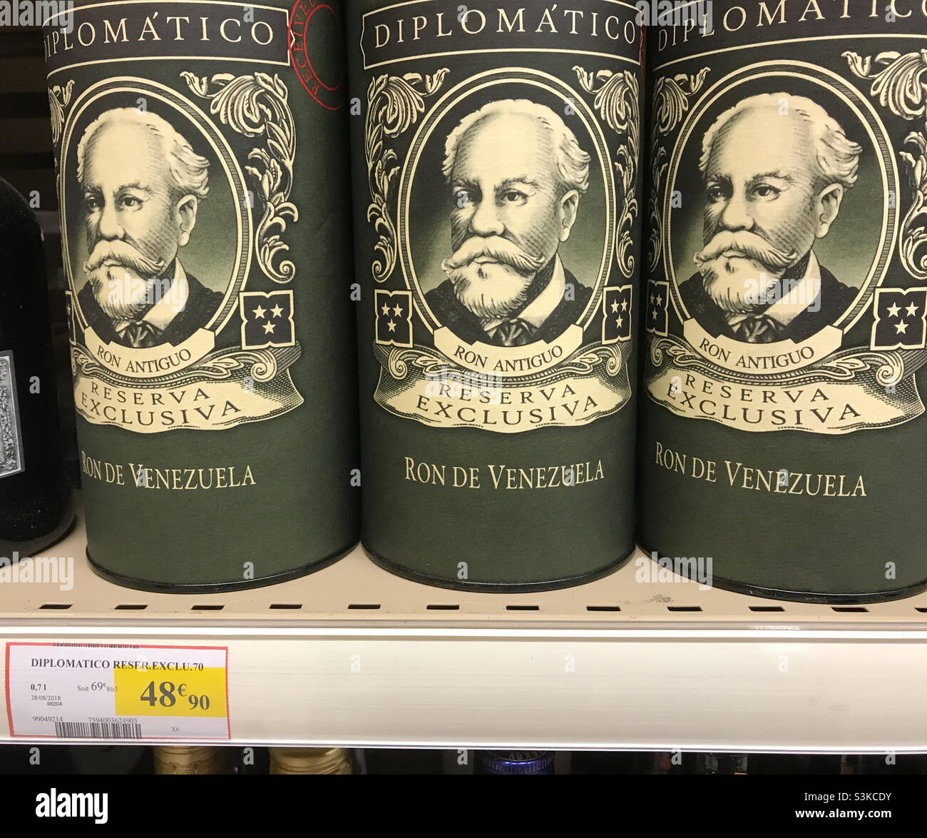 Venezuelan rum bottles on liquor store shelf Stock Photo Alamy
